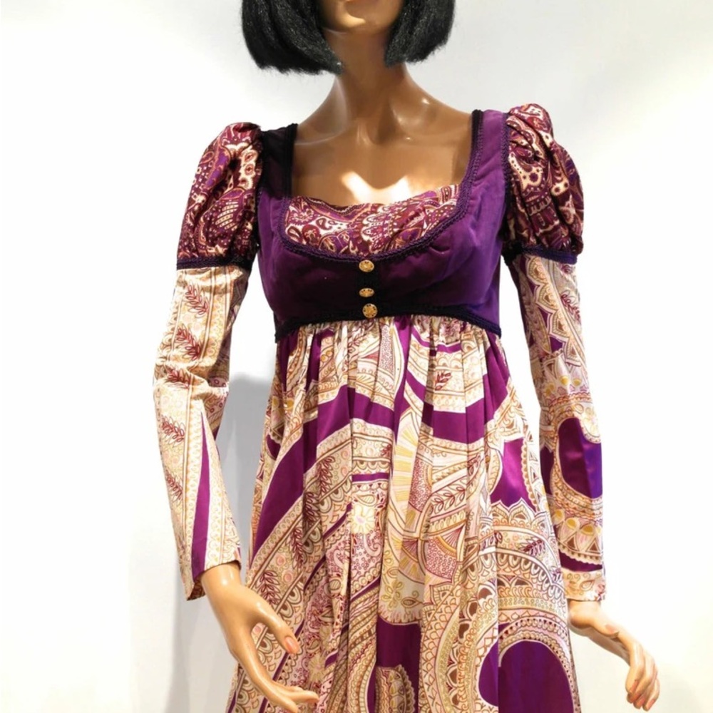ISO Jane morley Fern Violette vintage 1960s medieval mini dress